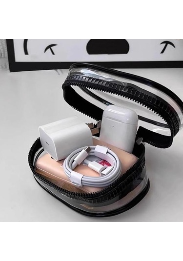 Siyah Şarj Kablosu Saklama Çantası Toz Geçirmez Su Geçirmez Şeffaf Veri Hattı Adaptörü Kulaklık Açık Laptop Çanta & Kılıf 56842266