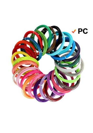 PLA Filament Seti – 10 Renk, 5 Metre x 10 Adet (Toplam 50 Metre) – 3D Kalem Uyumlu