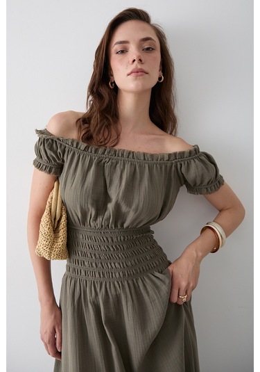 Çağla Büzgülü Elbise - 2002 Çağla