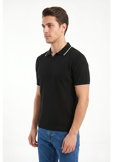 Baglan Erkek Spor Polo Yaka Triko Tişört Bgl-st05374 Siyah
