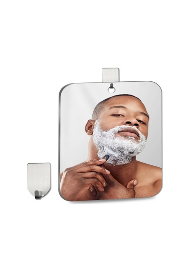 Kosona Banyo Duş Buhar Tutmaz Yüz Aynası - Erkek Tıraş Ve Güzellik Aynası, Taşınabilir El Aynası, Cam Malzeme 20x25 Cm Gümüş