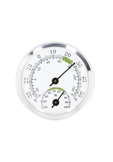 Yaleker Alüminyum Dairesel İç Mekan Sicaklık Ve Nem Ölçer - Pil Gerektirmez - Ev Ofis Serinlik Bahçesi Kullanıma Uygun - Gümüş Renk