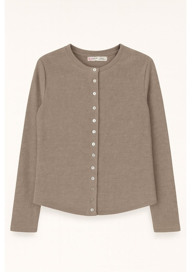 4771 Kadın Örme Basic Selanik Hırka Vizon VIZON