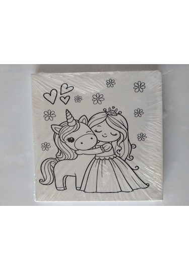 Prenses Unicorn Tuval Boyama Seti 20x20 Cm Boya & Fırça Dahil