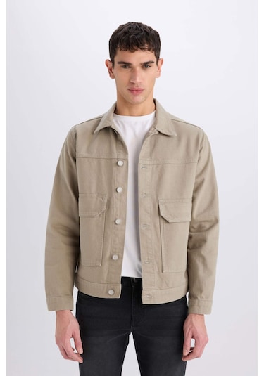 DeFacto %100 Pamuk Slim Fit Dar Kesim Düğmeli Cepli Mevsimlik Baharlık Jean Ceket B8155AX25SPKH465