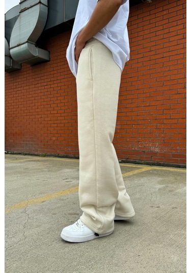 Flaw Ayarlanabilir Paça Basic Baggy Eşofman Altı Bej Bej