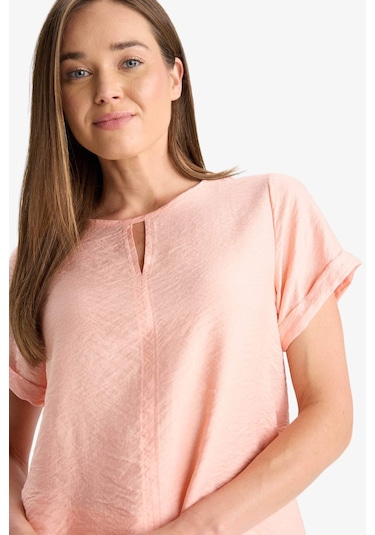 Defacto Regular Fit Yuvarlak Yaka Kısa Kollu Bluz C8831ax25smpn339 Pembe