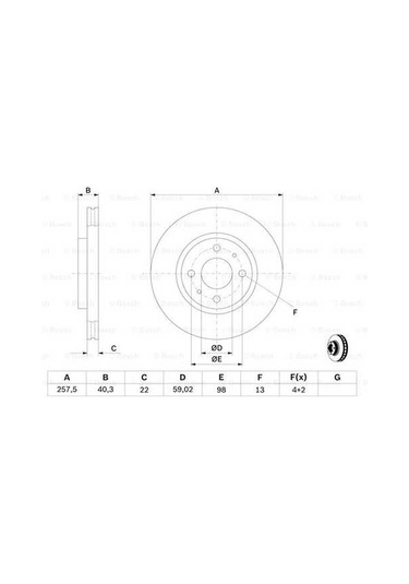 Fiat Stilo 1.4 2004-2008 Bosch Ön Disk 257mm 4 Bijon 2 Adet