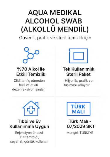 Alkollü Mendil Swab %70 Ethyl Alcohol Içerikli 100'lü Kutu