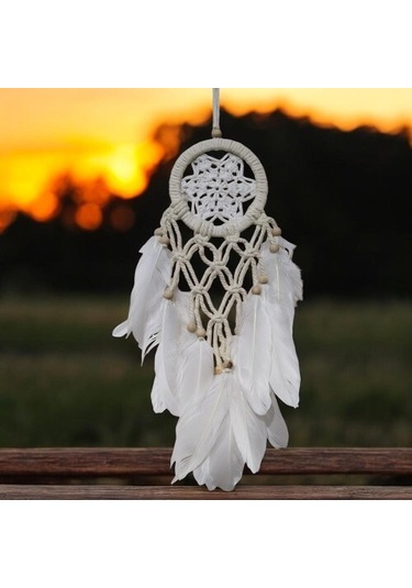 Yıldız Motifli Ekru Renk Düş Kapanı Hediyelik Duvar Süsü - 90634936899241000f