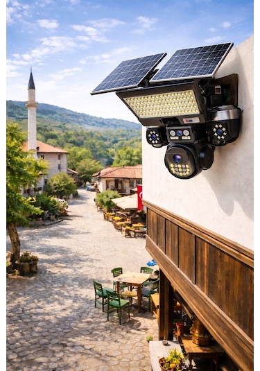 O-kam Ok334 Premium 12mp 4 Kameralı 4g 3 Solar Panel Aov Gece Görüş Sesli Konuşma Akıllı Kamera Ve Kumandalı Projektör Turkcell Sim Kart