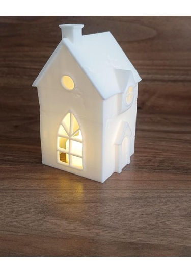 Kış Evi Mumluk Noel Yılbaşı Süsü Dekoratif Biblo Tealight Mumluk Seti Mumlar Dahildir