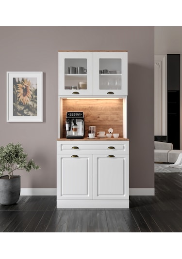 Gözde 2 Kapaklı Kahve Köşesi 93 Cm Mdf Led Aydınlatmalı