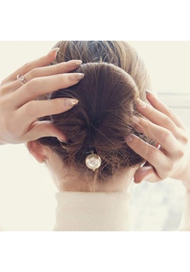 Kadın Sahte İnci Sünger Disk Saç Saç Modeli Aracı Hızlı Dağınık Klip Donut Bun Kabarık