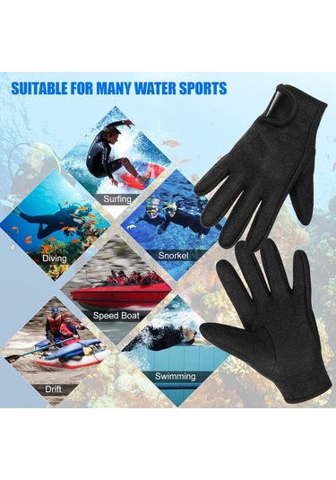 Neopren Kaymaz Dalış Yüzme Sörf Yelken Kayak Eldiveni 1.5Mm Siyah