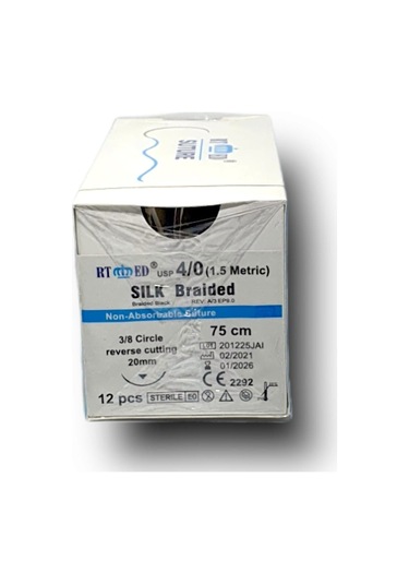 Rtmed İpek İplik No 4 Aşağı Keskin 3 / 8 20 MM 75 CM