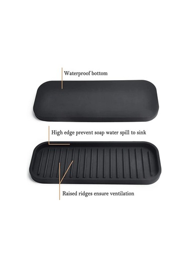 Xurunkeji Parça Mutfak Silikon Lavabo Tutucu Sabunluk Tezgah Tepsisi Banyo Duş Şampuan Şişesi Saklama Tepsisi Süzgeç Pedi Siyah