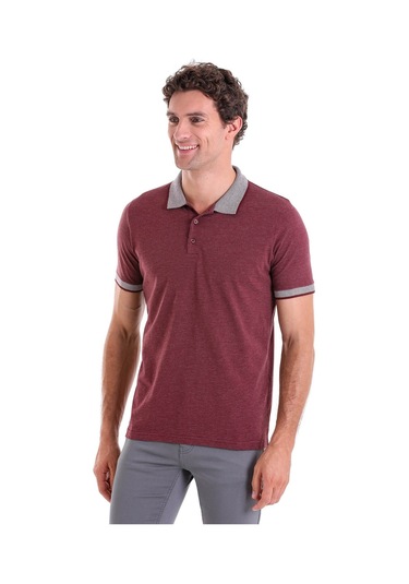 Hatemoğlu Bordo Regular Fit Düz Pamuklu Polo Yaka Tişört Bordo