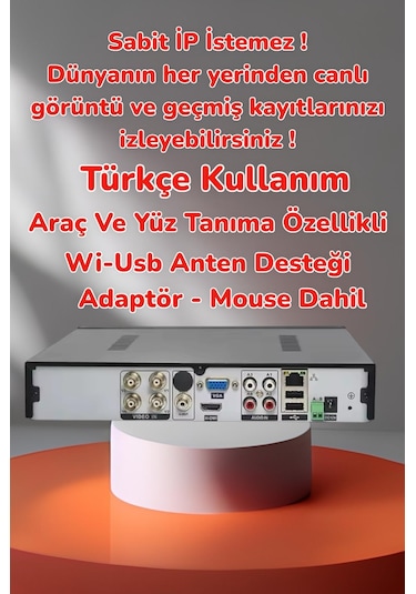 4'lü Sesli - 5mp Sony Lens Gece Renkli Yüz Tanımalı Kamera Seti