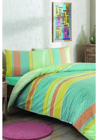 Özdilek Floretta Colore Çift Kişilik Nevresim Takımı 43136 Mavi