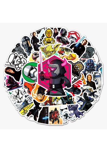 Star Wars Çıkartmaları 5'li Paket 50'li Paket Çok Renkli