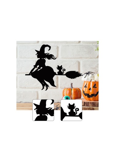 Homyl Cadı Metal Duvar Sanatı Dekoru Cadılar Bayramı Hediyesi 30cmx23,9cm