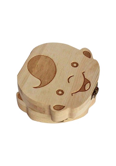 Geeroyoo Bebek Diş Saklama Kutusu - Ahşap Yapı, Erkek/kız Seçenekli, İngilizce Versiyon, 13x13x3.5cm