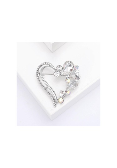 Gümüş Blucome Güzellik 2 Renkli Kalp Kadınlar Için Tasarımcı Rhinestone Aşk Kalp Broş Parti Ofis Broş Pin Hediyeler