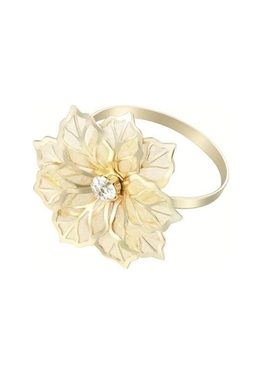 Trendooze Gaojunshop01 Altın Peçete Halkası, Pırlanta Çiçekli Düğün Dekoru Altın