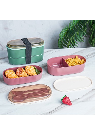 Jian Fan Çatal Kaşıklı Öğle Yemeği Kutusu-açıkyeşil Açık Yeşil