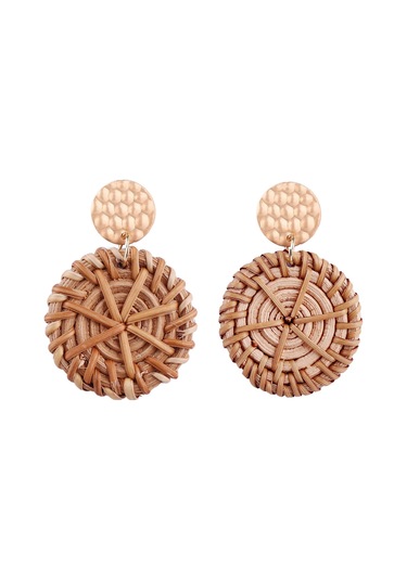 E2002-6 Knock Pattern Deep Cake Bamboo Vine Handmade Woven Earrings Bosomia Style Earrings Gümüş