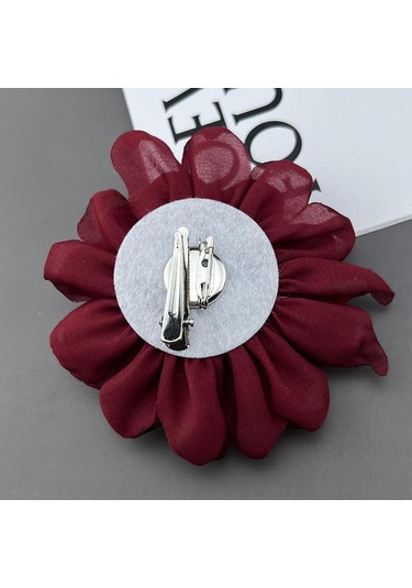 Homyl Kadınlar Için Çiçek Broş Rozeti Büyük Dans Ziyafeti Koyu Kırmızı