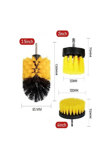 İsgstore 3lü Set Matkap Ucuna Takılan Duşa Kabin Fayans Banyo Küvet Oto Koltuk Lastik Yıkama Temizleme Fırça