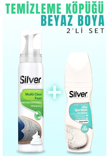 Spor Ayakkabı Deri ve Kumaş Temizleme Köpüğü + Beyaz Ayakkabı Boyası 2li Set