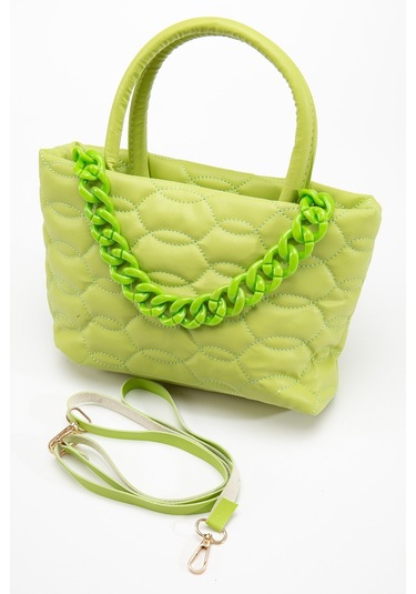 Kapitone Dikişli Zincirli Mint Yeşil Kadın Omuz Çantası-1992 - Kadın - Kız Mint