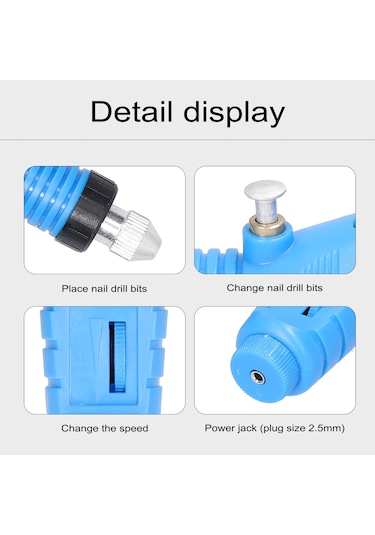 Hallow E20337NBL Tırnak USB Güç Kaynakları El Mini Elektrikli Öğütücü