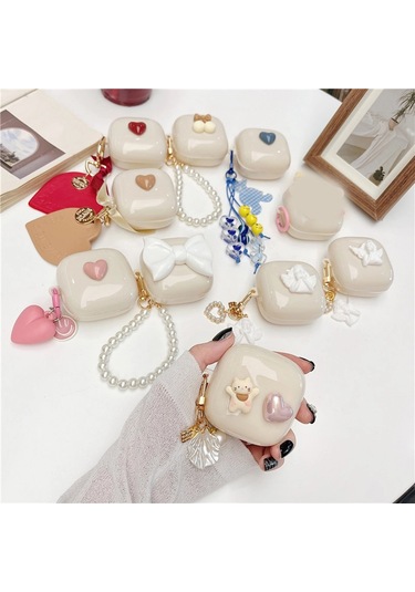 Caseonn Samsung Galaxy Buds Live - Buds Pro Kılıf Figürlü 3d Lovely Kalp Kırmızı