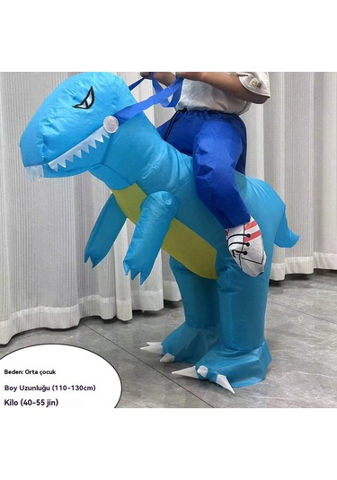Unicomlifeerp Dinoşarj Kıyafetleri Çocuk Ve Yetişkin Aile Spor Etkinliği Kukla Yürüyüş Kostümleri Cadılar Bayramı Çocuk Gösteri Kostümleri Mavi 6-8