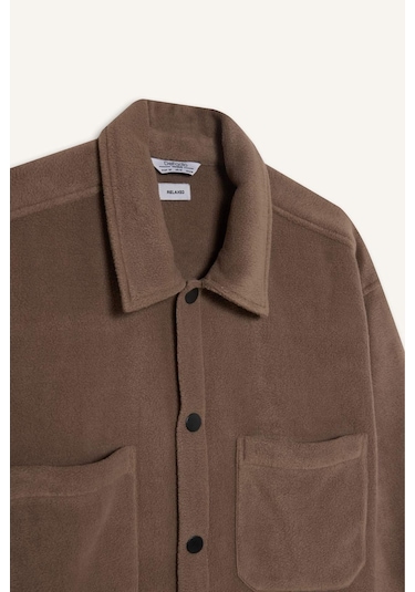 DeFacto Relax Fit Polar Uzun Kollu Gömlek A4782AX24WNBN571 Kahve