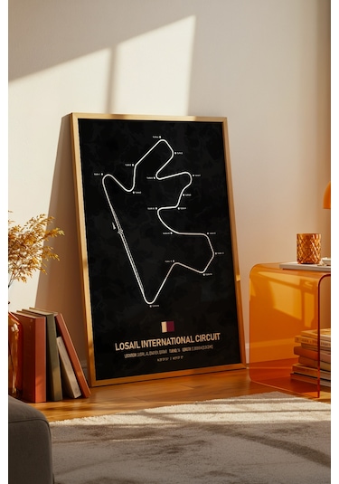 Losail F1 Pisti Ahşap Çerçeveli Tablo Katar Gp Dekor Poster