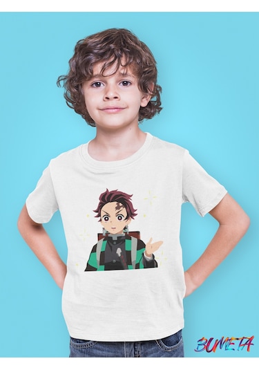 Bumeta Anime Cute Karakter Baskılı Çocuk Tişört 3 Lü Set Beyaz