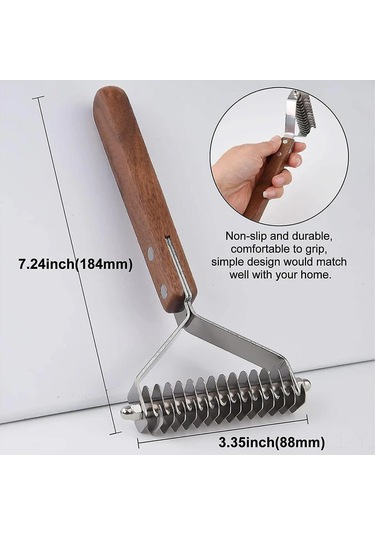 Geekyou Köpek Ve Kedi Tüy Dökümü Tırmığı - 14 Bıçaklı Odun Saplı Pet Bakımı Aracı, Gevşek Alt Tüylerle Düğümleri Kolayca Temizler