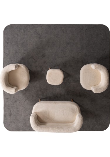 Barel Özel Tasarım Çay Seti Koltuk Takımı,berjer Ve Puf Ofis Balkon Cafe Bahçe Salon Mobilyası 4 Lü Takım Krem Krem