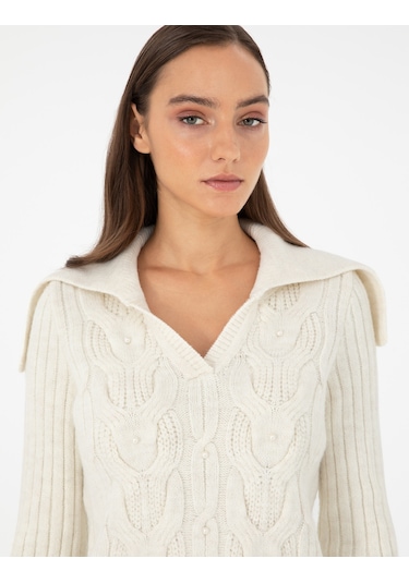 Pierre Cardin Kadın Ekru Kazak /triko 50290549-vr019 Ekru