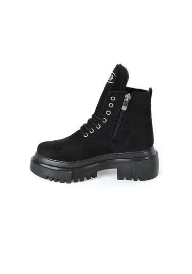 Mp 222-3471Ft Siyah Nubuk Fermuarlı Kız Çocuk Düz Bot