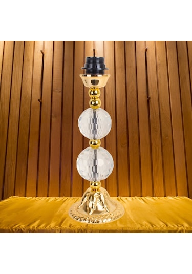 Ekru Kadife Fransız Dantel Kaplama Gold Kristal Ayak Klasik Abaju Diğer