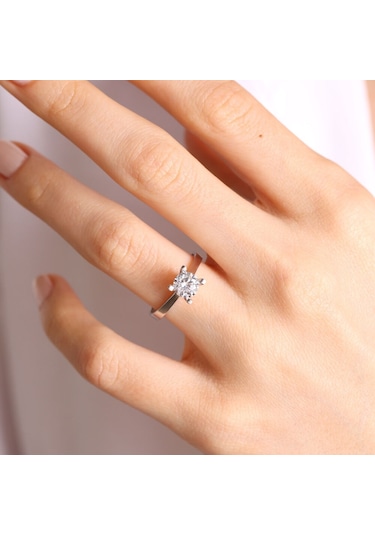 Beyaz Altın Tektaş Yüzük 531321791