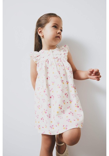 DeFacto Kız Bebek Çiçekli Kısa Kollu Twill Yazlık Elbise E5811A525SMER134