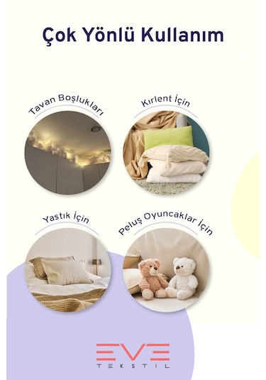 Yastık Yorgan Oyuncak Dolum Malzemesi Antialerjik Yapışmaz 1.kalite %100 Temiz Silikon Elyaf 1 Kg