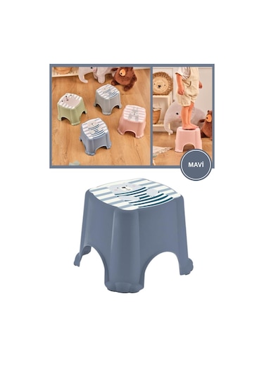 Flosoft Kaydırmaz Çocuk Taburesi, Figürlü Çocuk Banyo Lavabo Klozet Taburesi Çok Renkli